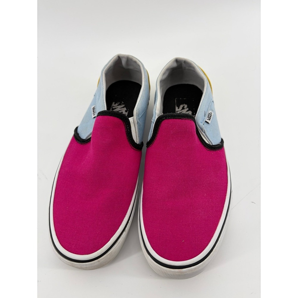 Vans Shoes Colorblock Pink Yellow Blue, Casual Skate Sneakers Slip On, Women's 8